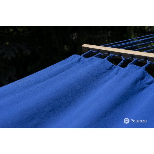 Függőágy acél állvánnyal, Függőágy bárral, fa stabilizátorrudakkal, 2 személyes 220x160cm Merida I Kék